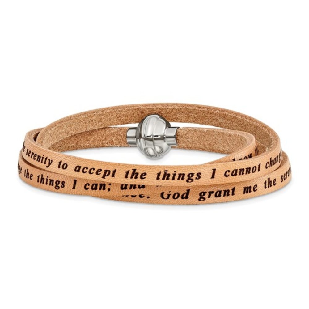UNISEX Leather Bracelet Wrap Serenity Prayer